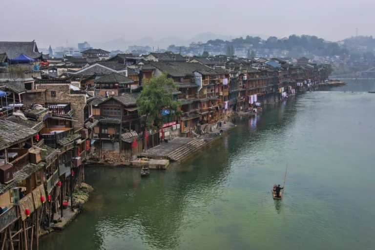 fenghuang ancient town and furong ancient town comparison with Fenghuang riverside scenery from Zhangjiajie