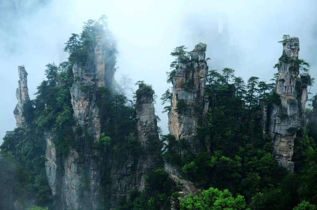 zhangjiajie Muslim Travel Guide with misty sandstone peaks in Zhangjiajie National Forest Park
