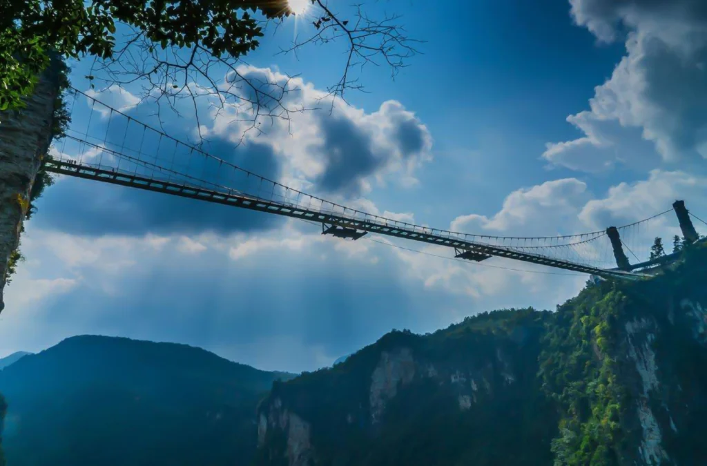 zhangjiajie china Grand Canyon Glass Bridge above mountain valley