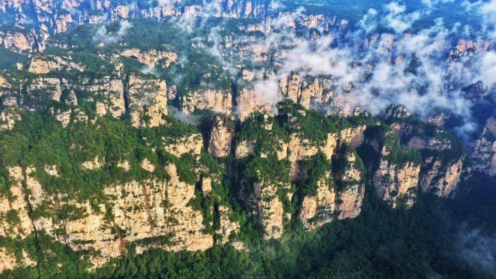 zhangjiajie national forest park tour with Yuanjiajie sandstone peak forest scenery