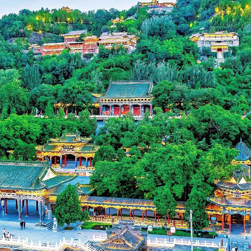 Baita Mountain Park pavilions overlooking the Yellow River in Lanzhou
