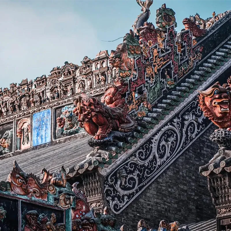 Carved rooflines of Chen Clan Ancestral Hall in Guangzhou