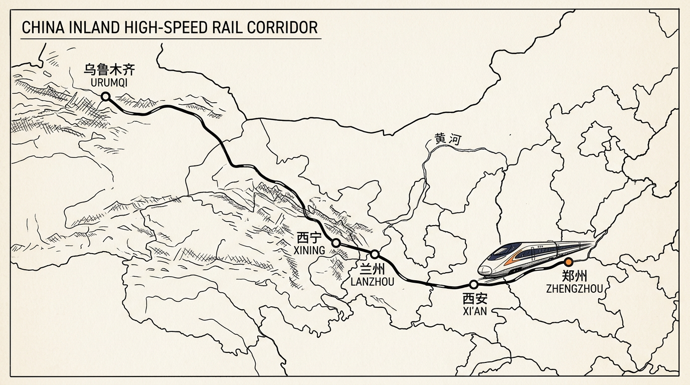 The direct bullet train corridor on the Chengdu to Zhangjiajie route