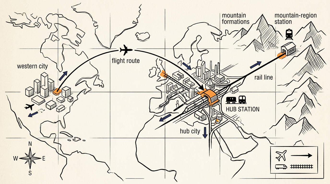 Flying via Changsha as the hub route from Chengdu to Zhangjiajie