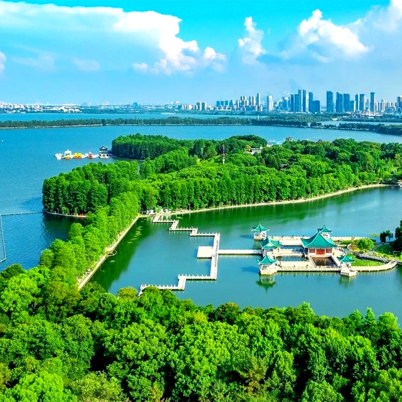 Lakeside greenway and gardens at East Lake Scenic Area, Wuhan