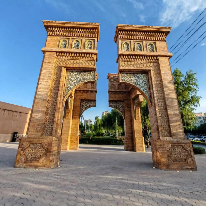 Gaotai ancient homes stacked above the river in Kashgar