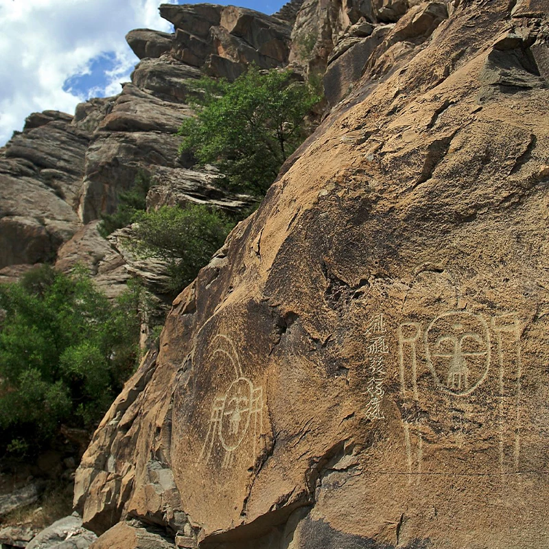Ancient petroglyphs at Helan Mountain Rock Art site near Yinchuan