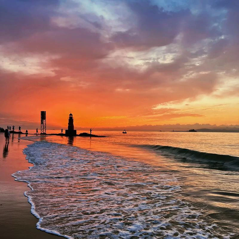 Island Ring Road and Huangcuo beach coastline in Xiamen