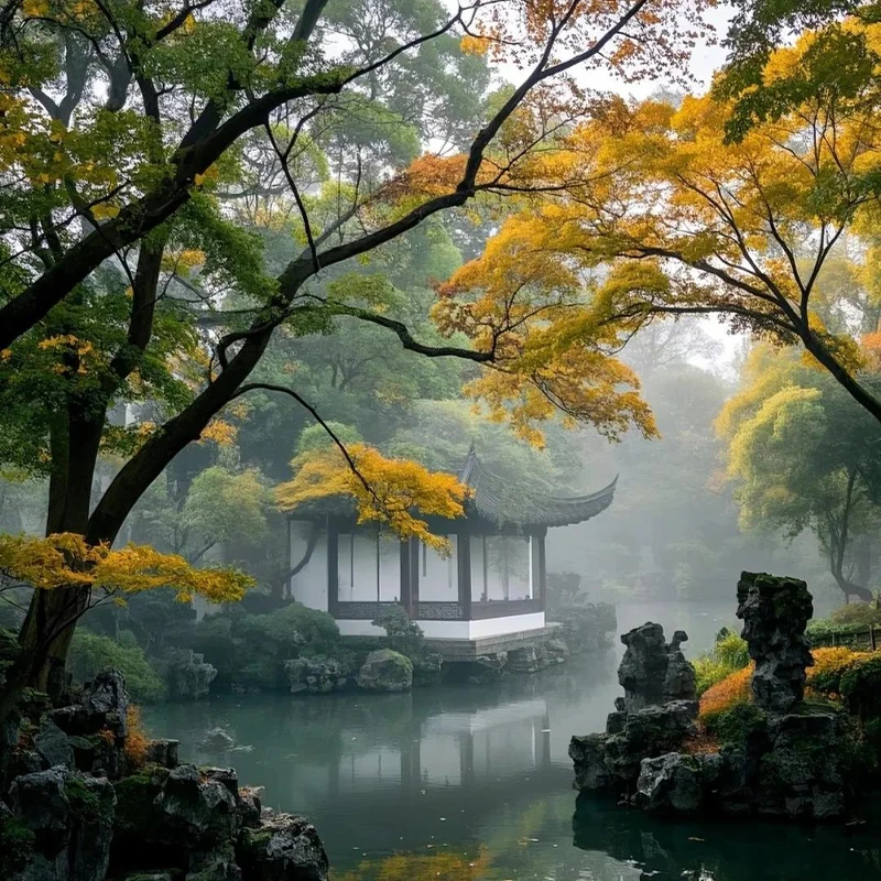 Classical corridors, rockeries and garden architecture at the Lingering Garden, Suzhou