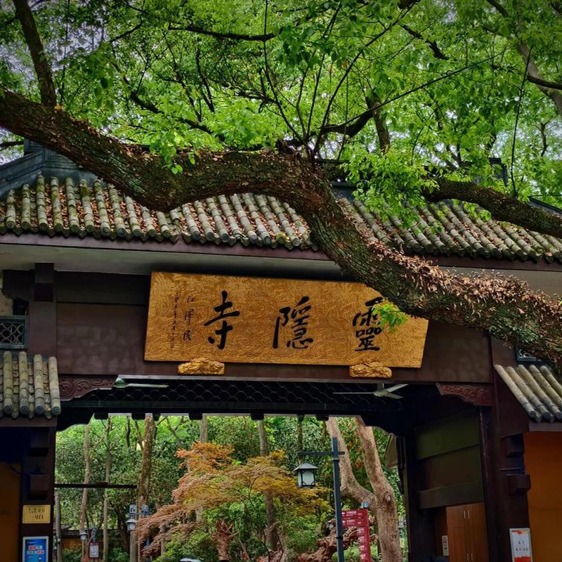 Lingyin Temple halls in the forested valley of Hangzhou