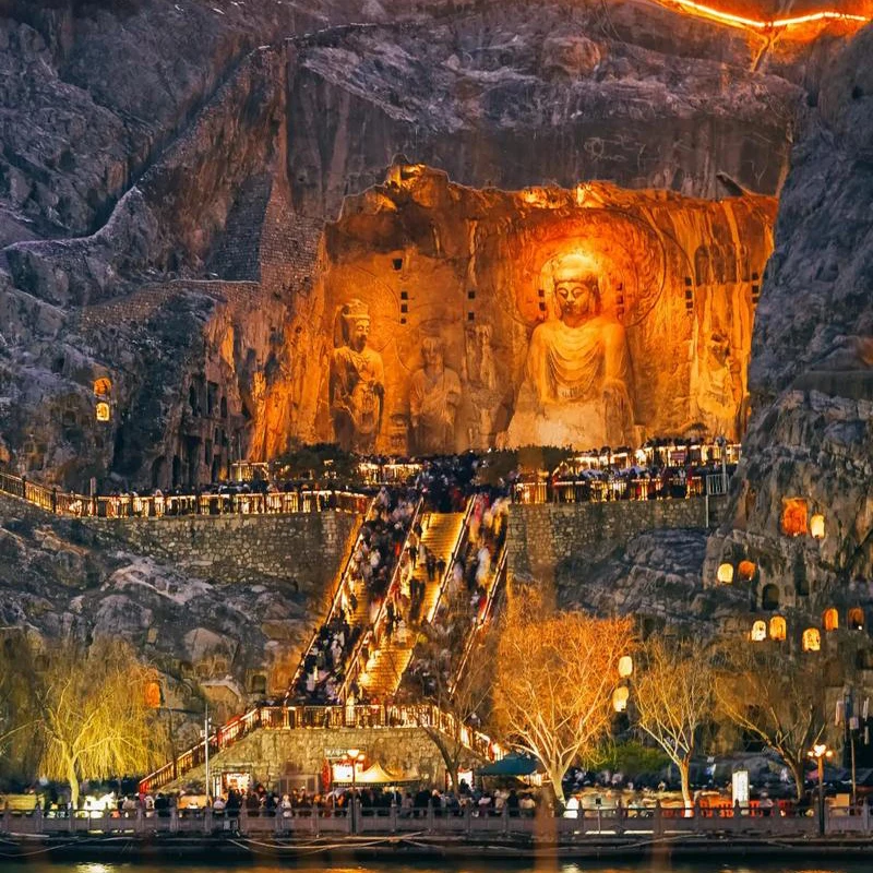 Giant Buddha carvings at the Longmen Grottoes in Luoyang