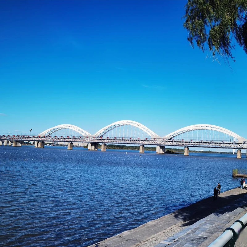 The Songhua River and Flood Control Monument waterfront in Harbin