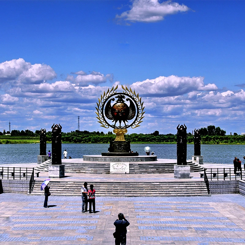 Parkland and winter scenery at Sun Island Scenic Area in Harbin