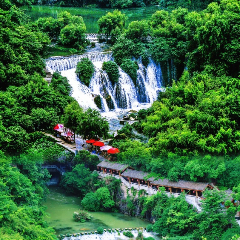 Karst caves and waterfalls at Tianhetan Scenic Resort near Guiyang