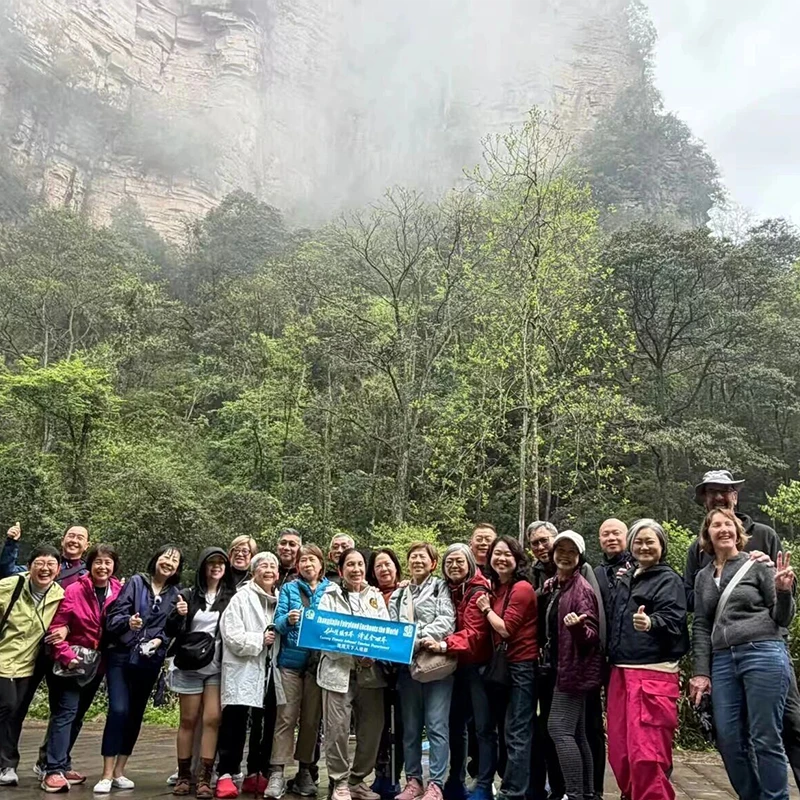 Tour group in the mountains during a HalalChinaTrips China route