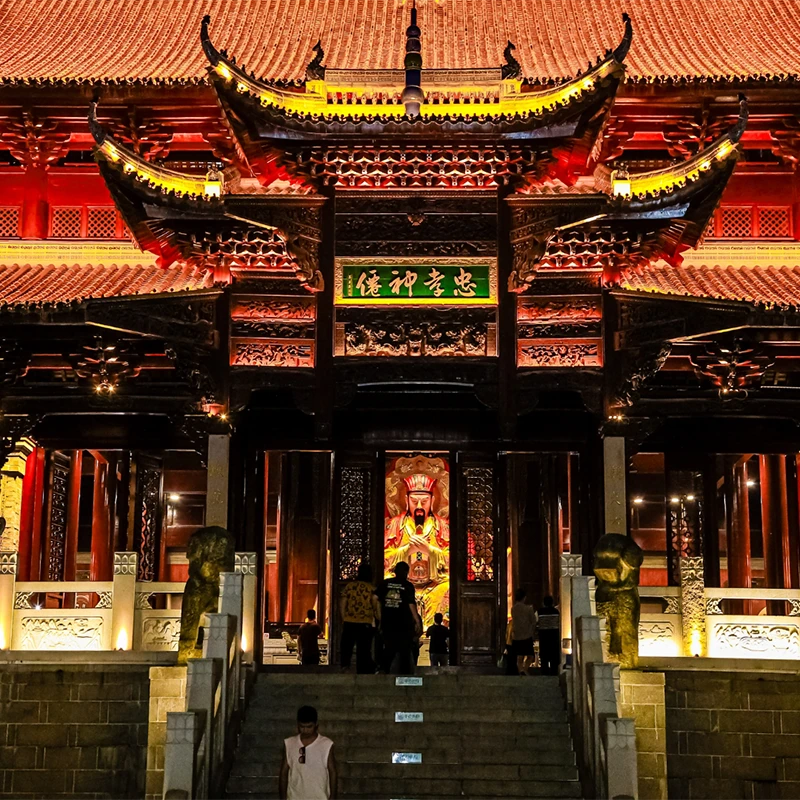 Lantern-lit lanes of the Wanshou Palace historic block in Nanchang