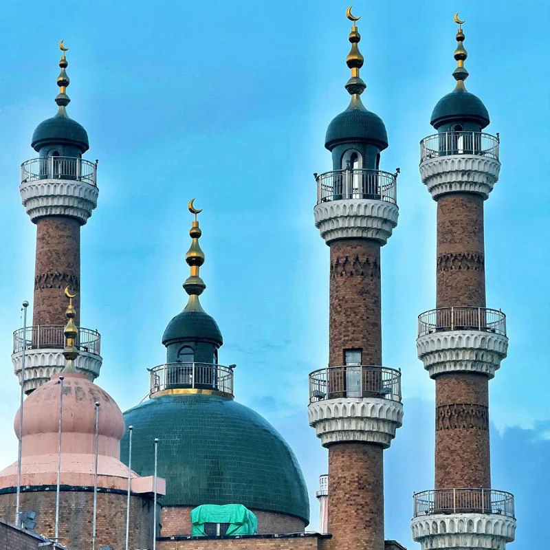 Domes and minaret towers of the Xinjiang International Grand Bazaar in Urumqi