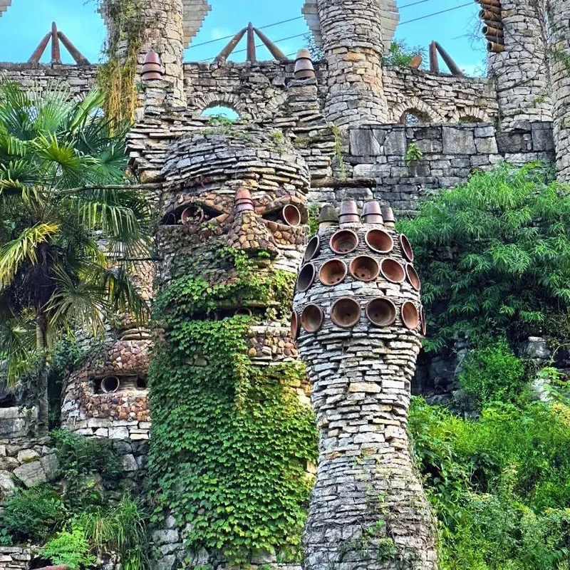 Stacked stone towers and faces at Yelang Valley near Huaxi, Guiyang