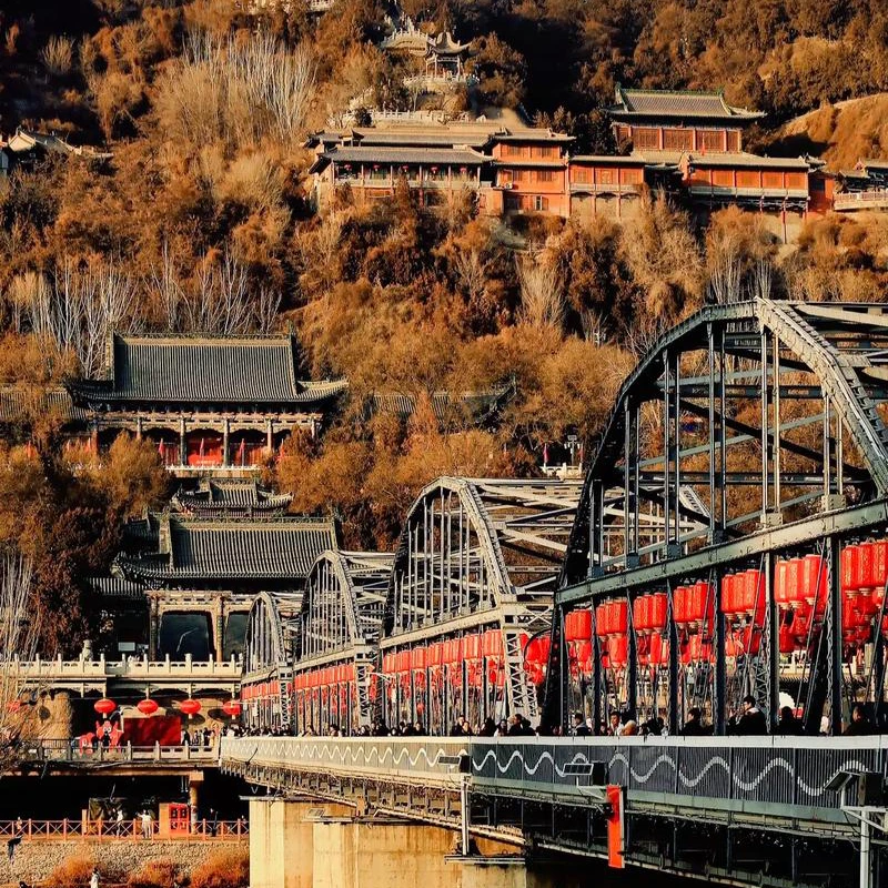 Zhongshan Bridge, the first iron bridge over the Yellow River in Lanzhou