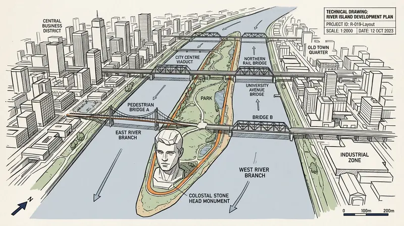 Illustrated route guide to Orange Isle in Changsha